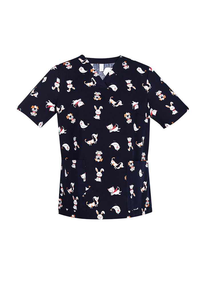 CST147LS Womens Printed Best Friends Scrub Top