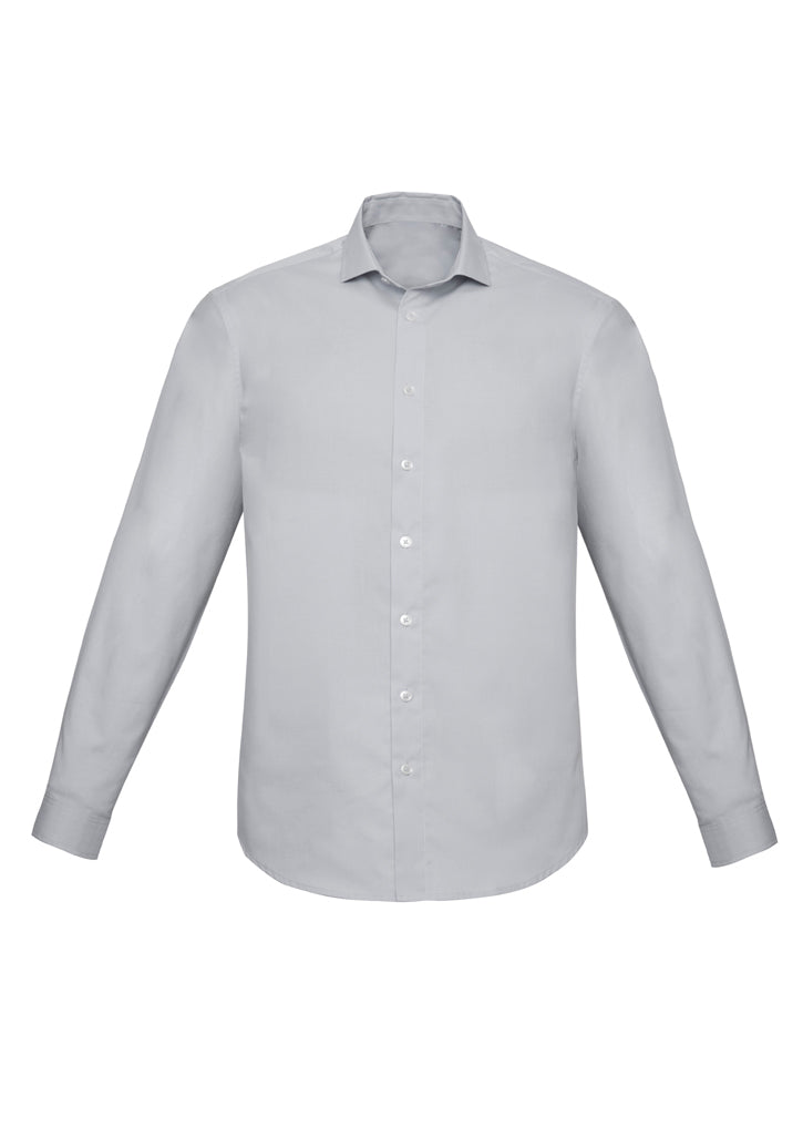 Mens Charlie Slim Fit Long Sleeve Shirt - Silver Chambray