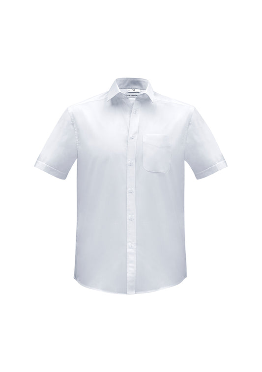 S812MS Mens Euro Short Sleeve Shirt - White.
