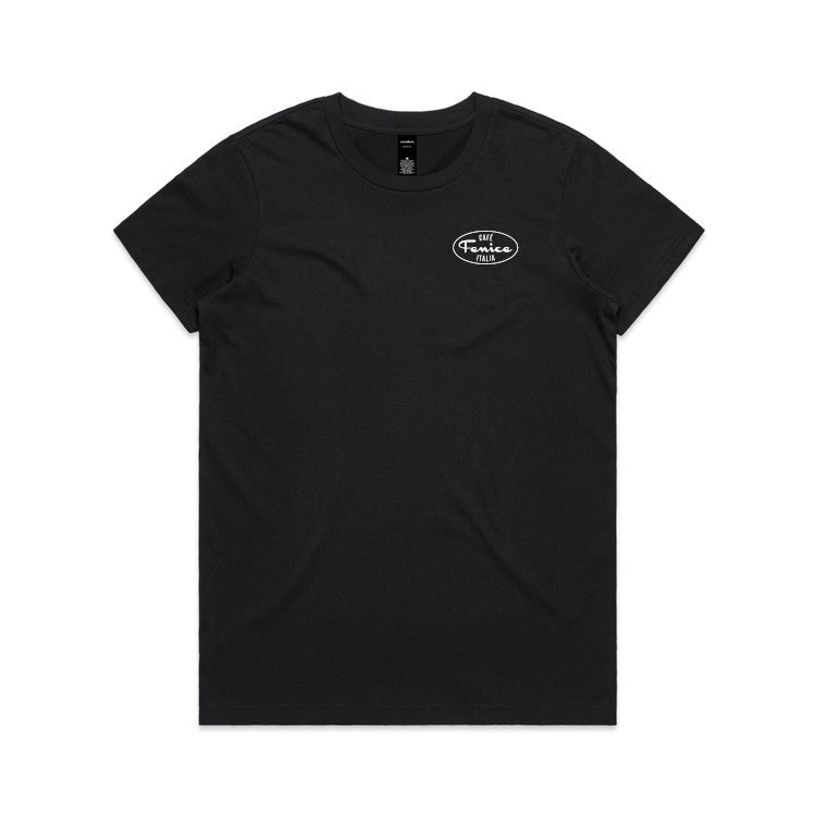 4001 Maple ladies crew neck T - Black with Fenice logo