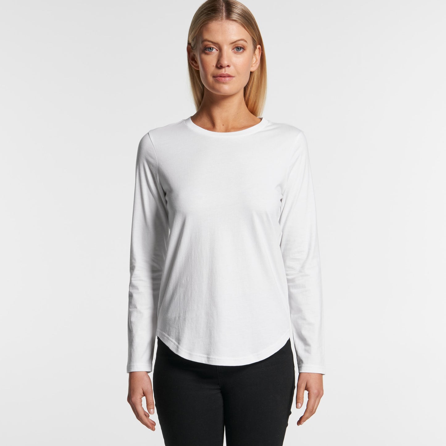 4055  Curve ladies L/S T - White