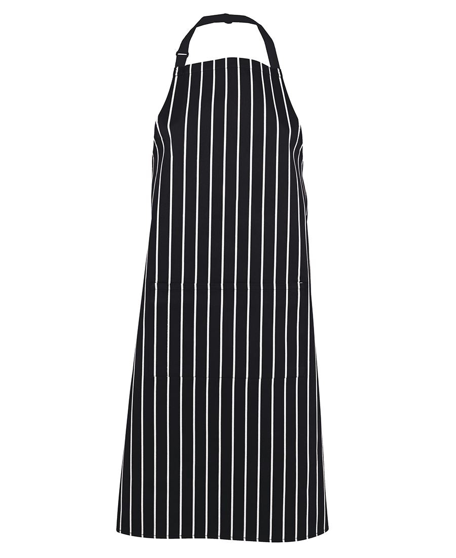 Bib Striped Apron with Pocket (Black/White)