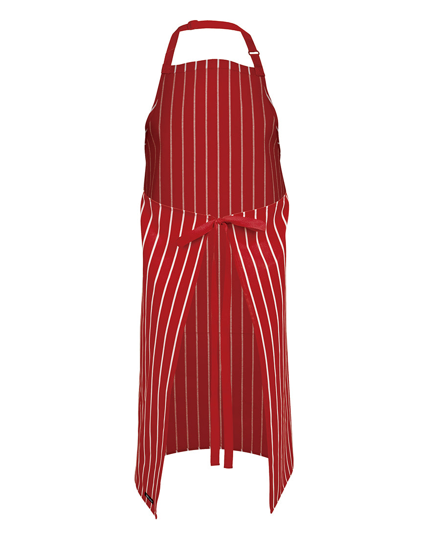 Bib Striped Apron with Pocket (Red/White)