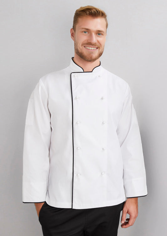 Mens Al Dente Long Sleeve Chef Jacket - White/Black