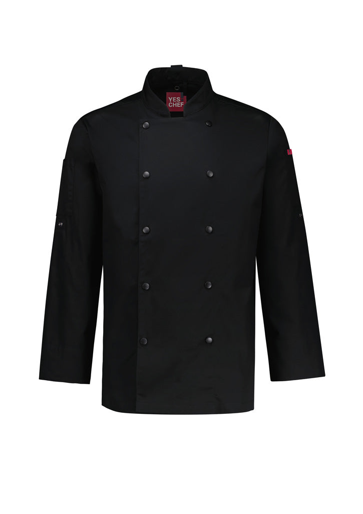 Mens Gusto Long Sleeve Chef Jacket - Black