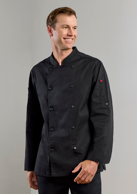 Mens Gusto Long Sleeve Chef Jacket - Black