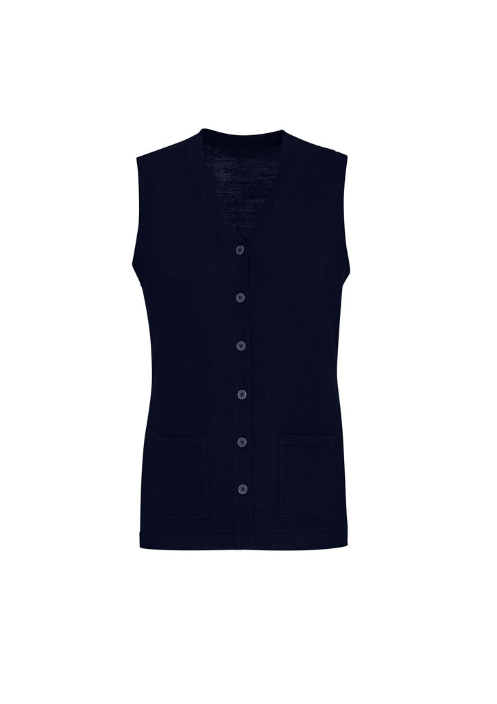 CK961LV Womens Button Front Knit Vest