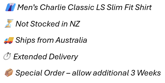 Mens Charlie Slim Fit Long Sleeve Shirt (Not Stocked in NZ)