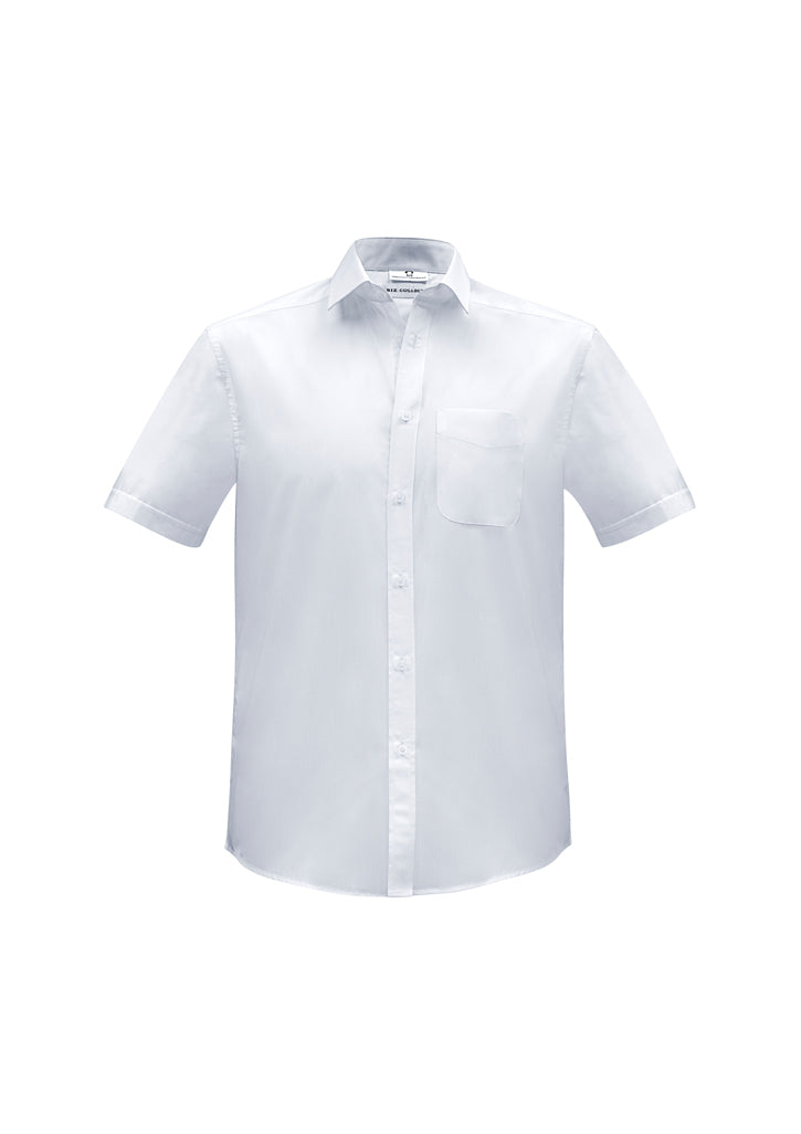 S812MS Mens Euro Short Sleeve Shirt - White.